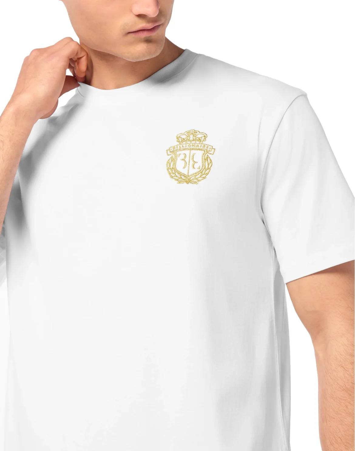 Embroidered Round Neck T-Shirt Crest, цвет: Белый