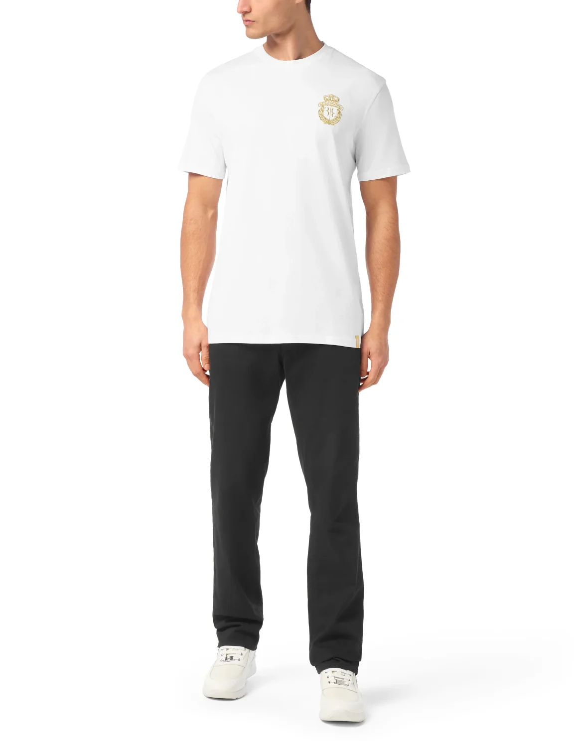 Embroidered Round Neck T-Shirt Crest, цвет: Белый