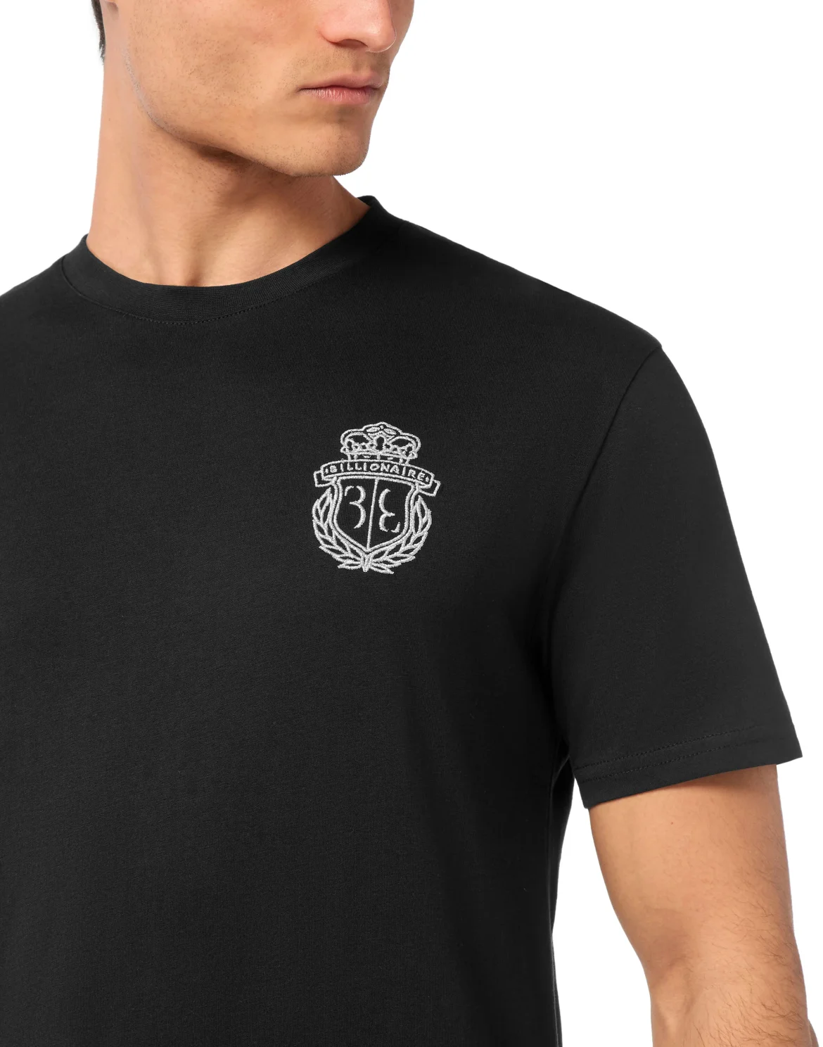 Embroidered Round Neck T-Shirt Crest, цвет: Черный