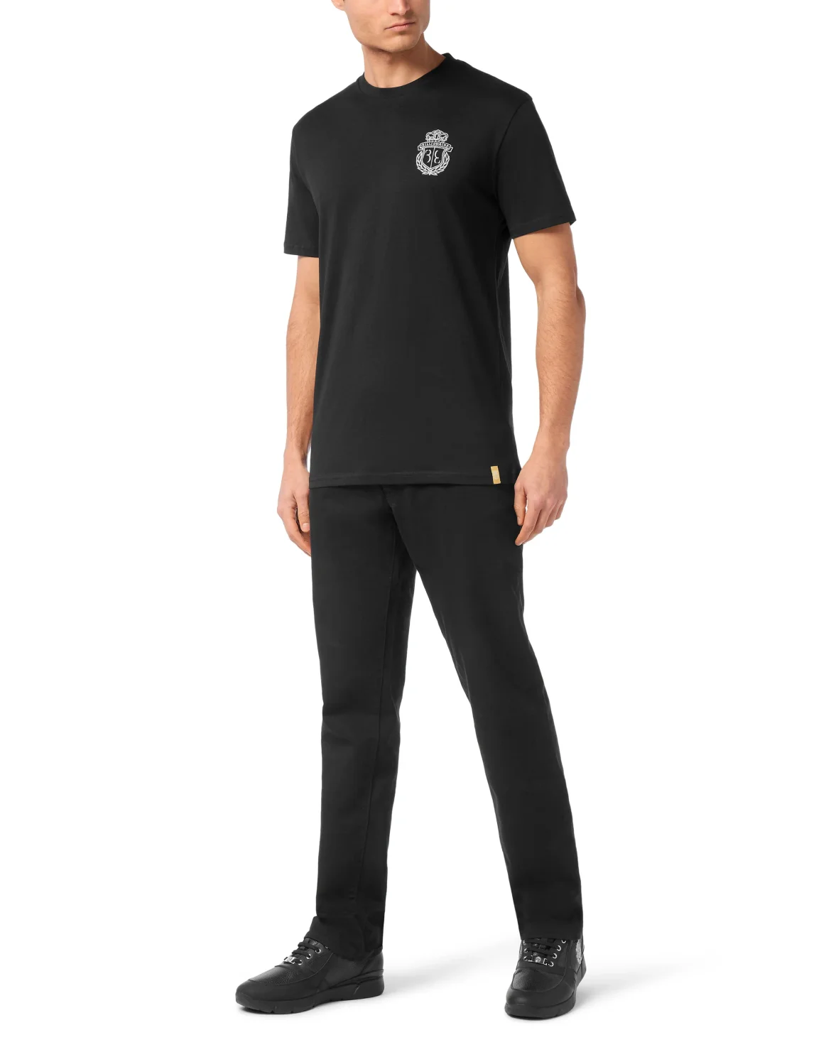 Embroidered Round Neck T-Shirt Crest, цвет: Черный