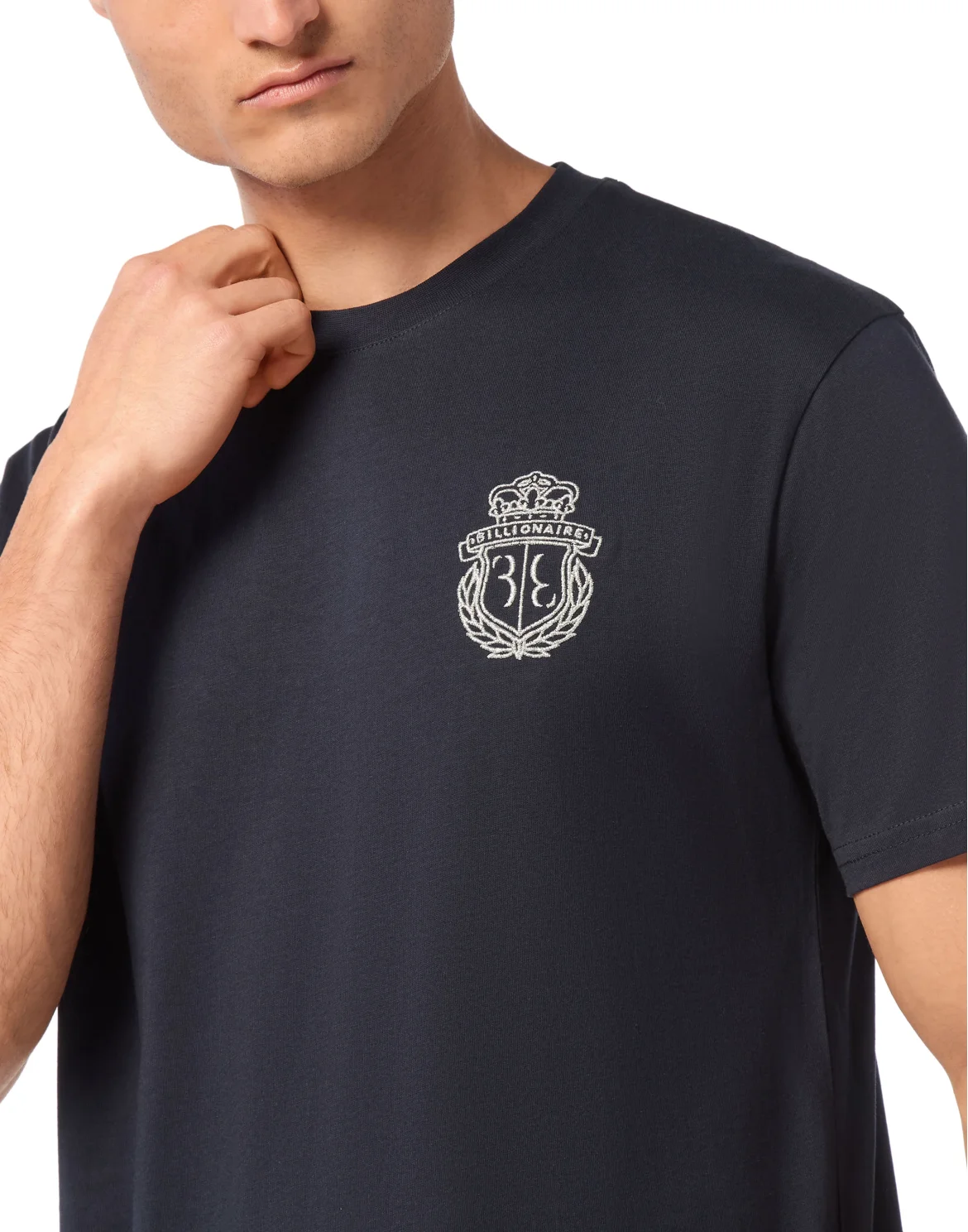 Embroidered Round Neck T-Shirt Crest, цвет: Синий