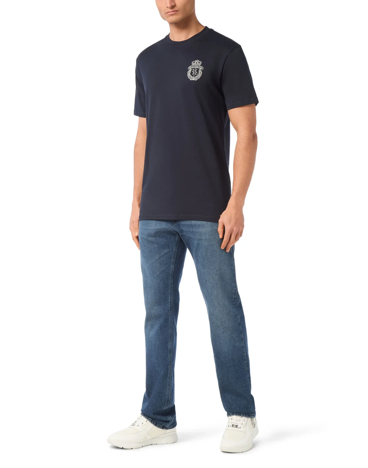 Embroidered Round Neck T-Shirt Crest, цвет: Синий