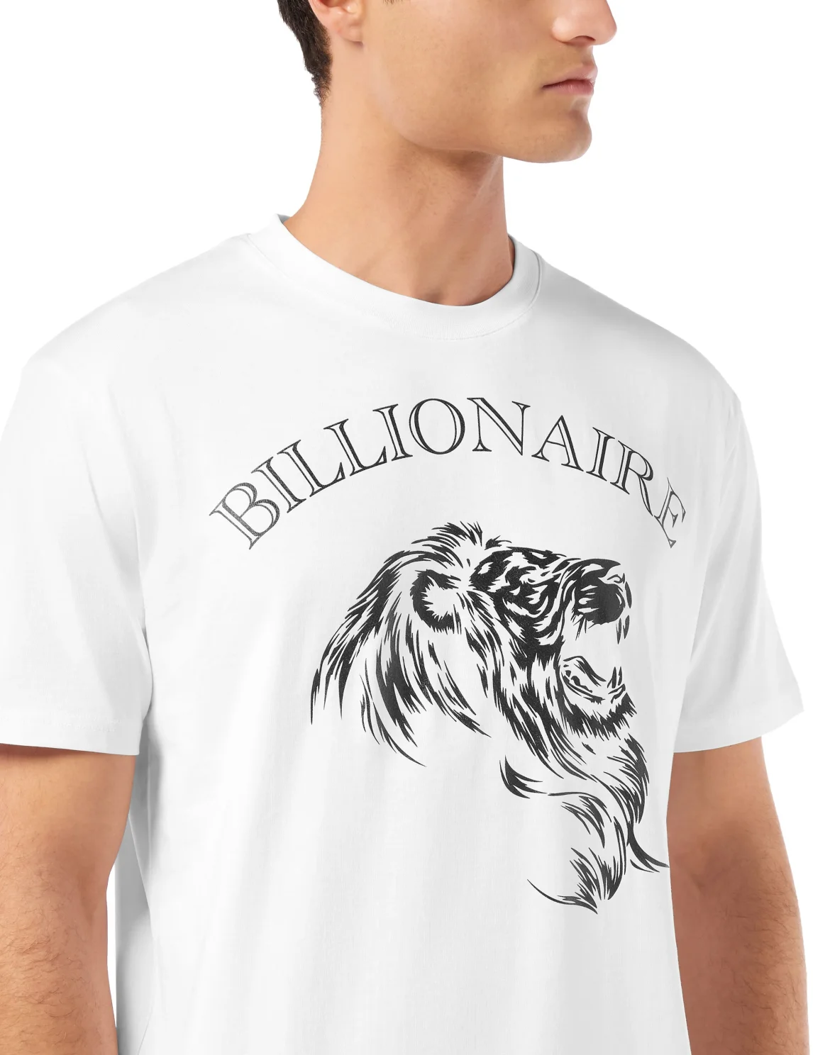 Embroidered Round Neck T-Shirt Lion, цвет: Белый