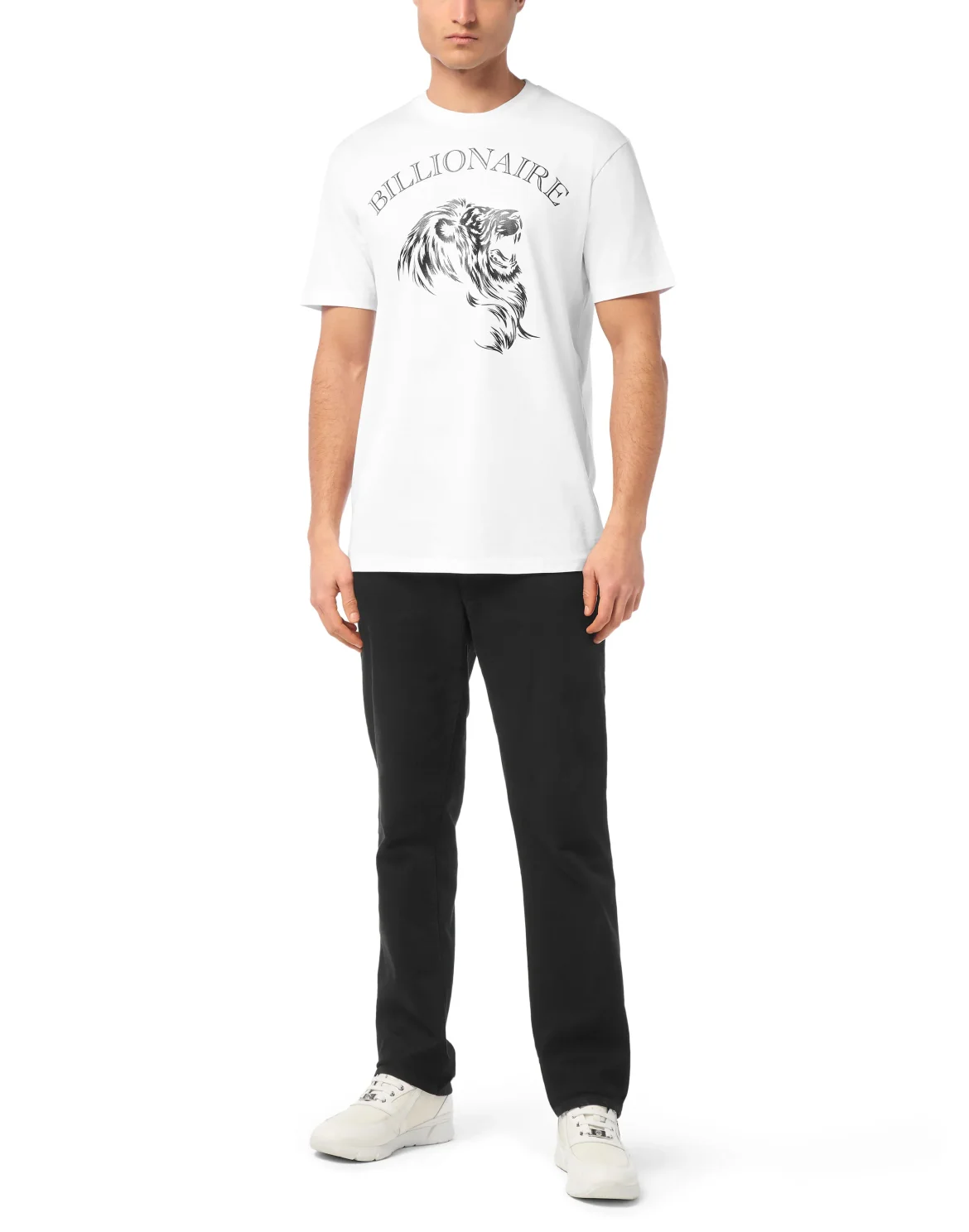 Embroidered Round Neck T-Shirt Lion, цвет: Белый