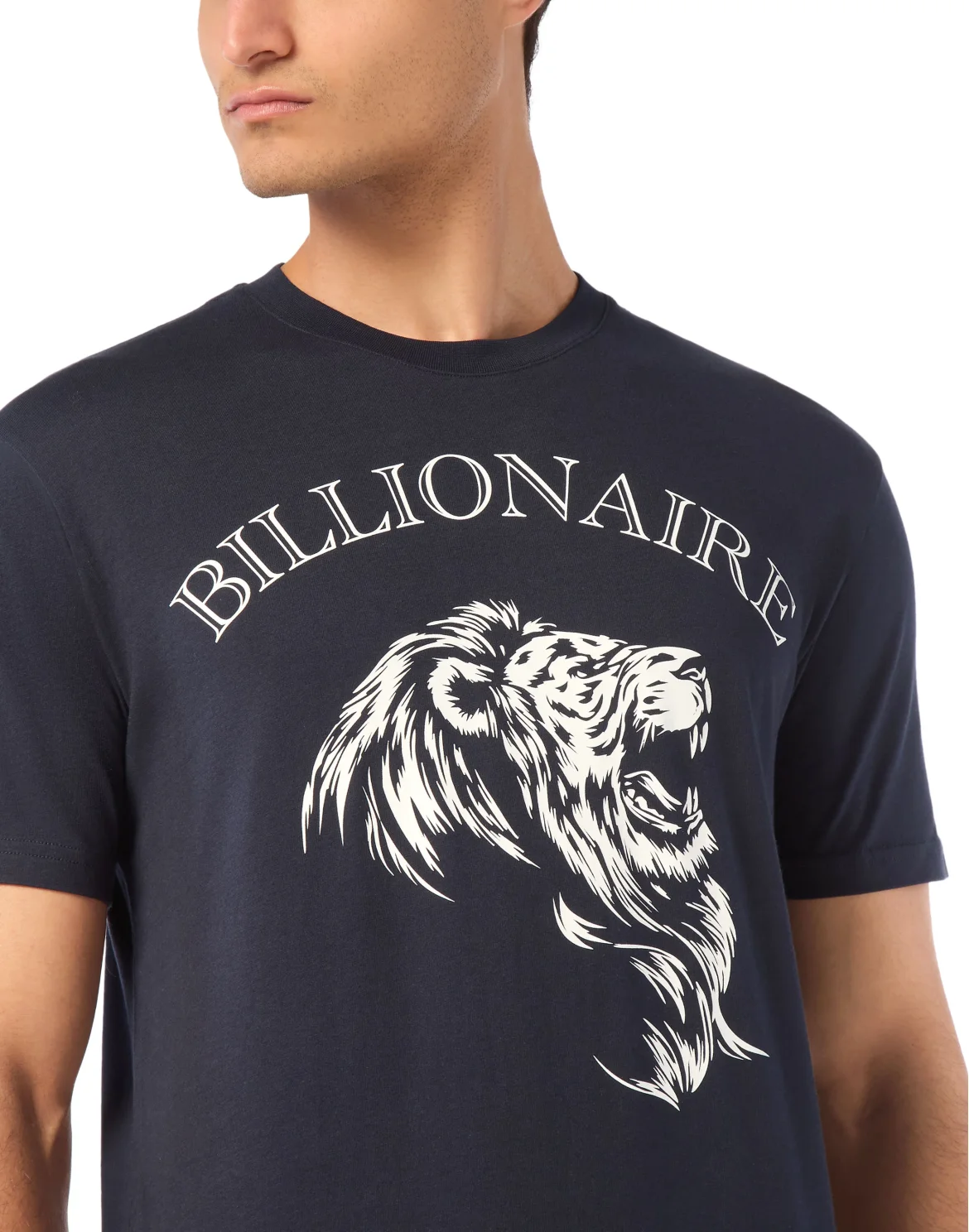 Embroidered Round Neck T-Shirt Lion, цвет: Синий