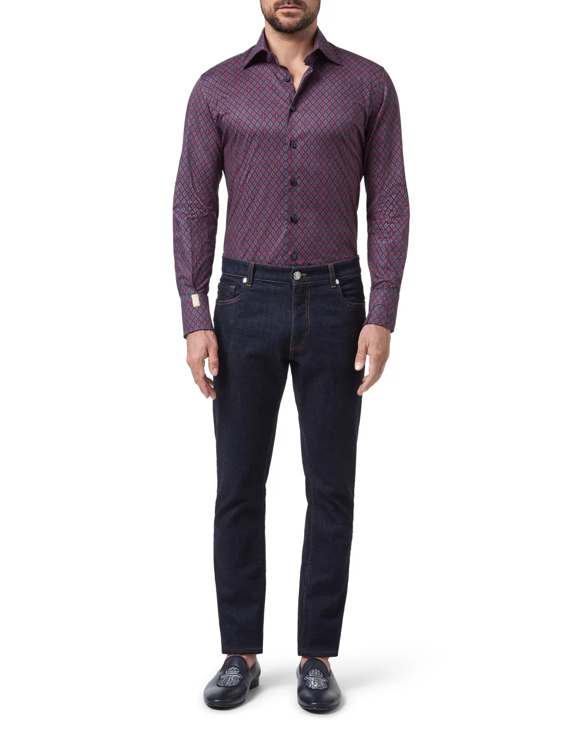 Shirt Silver Cut LS/Flavio Geometric, цвет: Синий