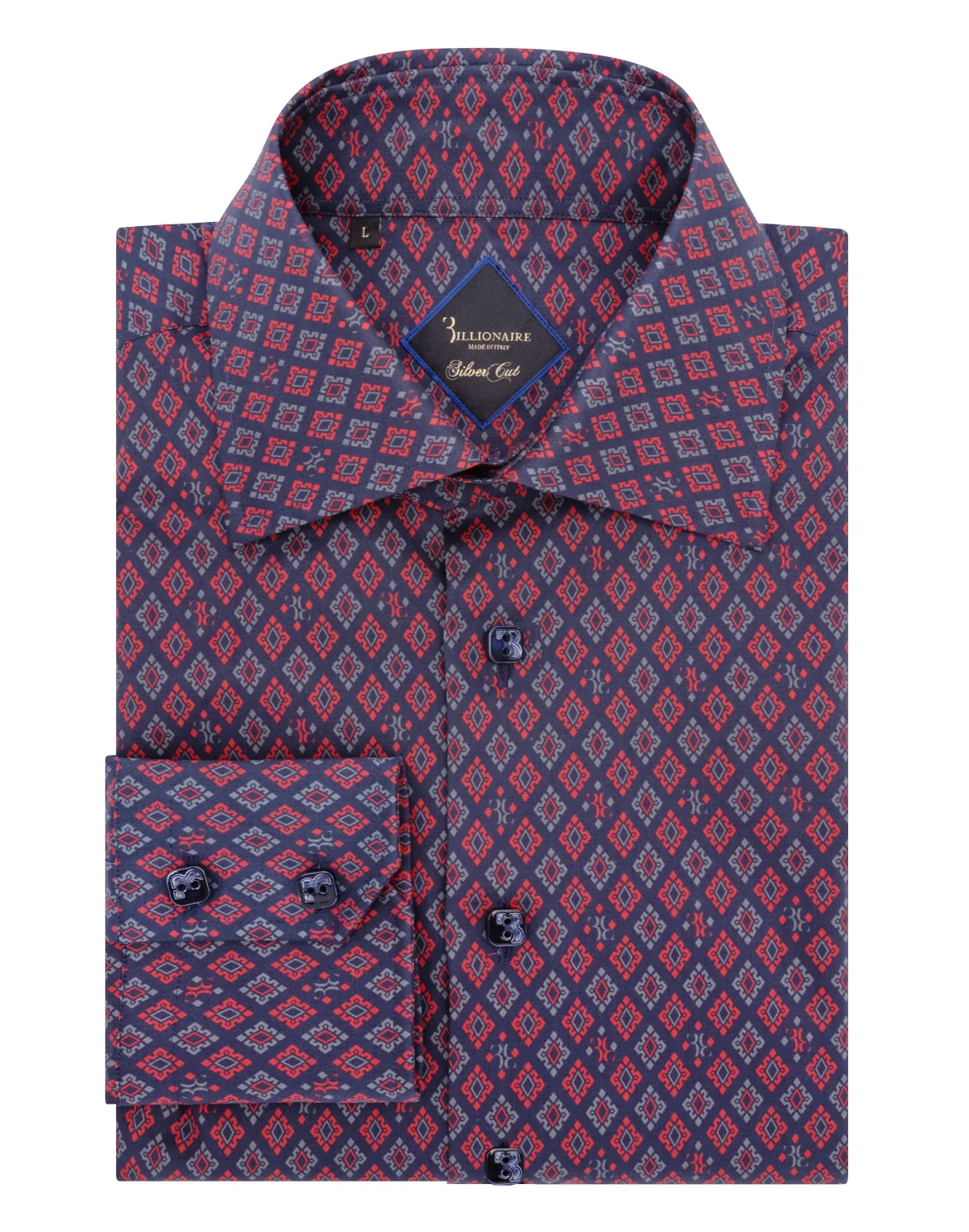 Shirt Silver Cut LS/Flavio Geometric, цвет: Синий