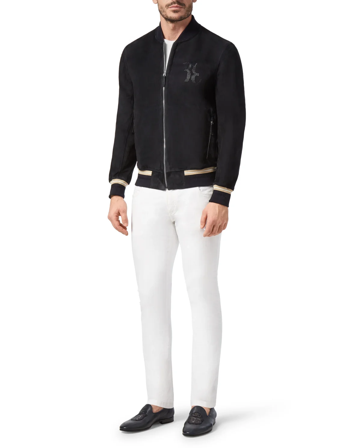 Leather Bomber Double B, цвет: Синий
