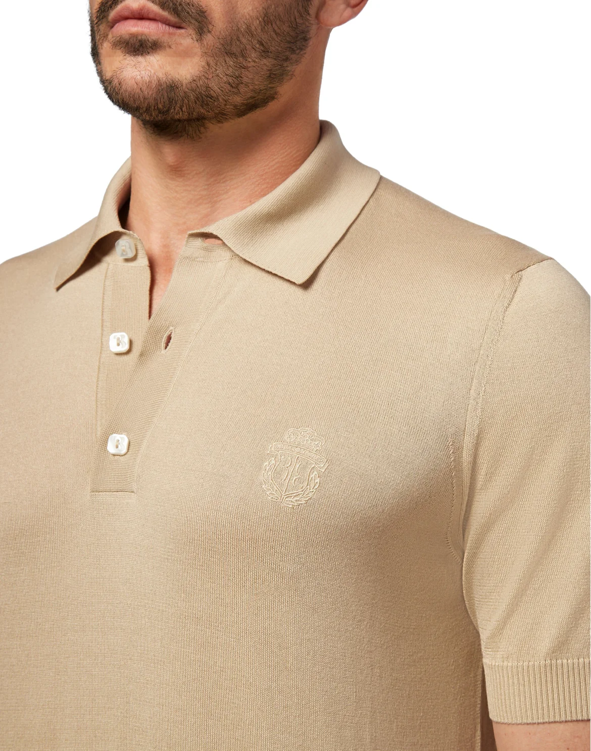 Pullover Polo-Neck SS Crest, цвет: Бежевый
