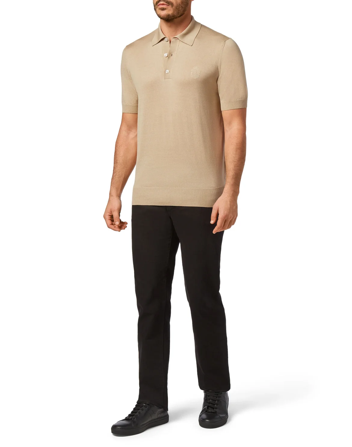 Pullover Polo-Neck SS Crest, цвет: Бежевый