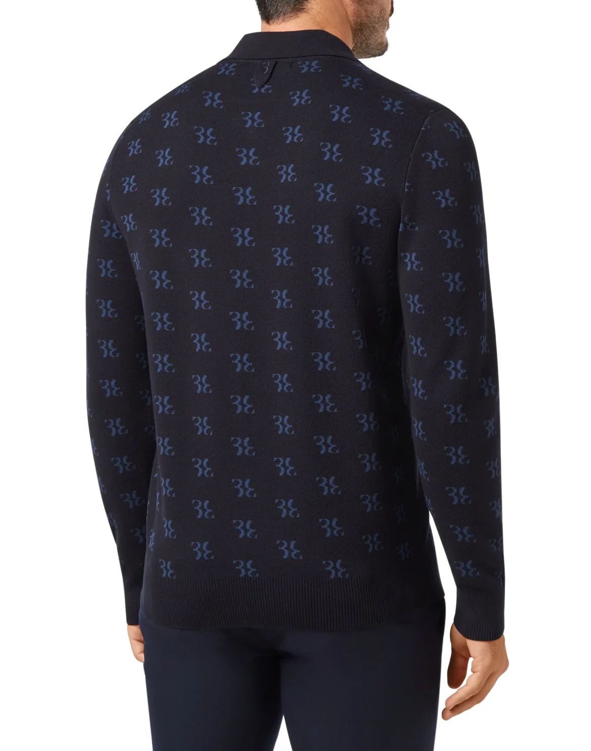 Pullover zip mock LS All over BB, цвет: Синий
