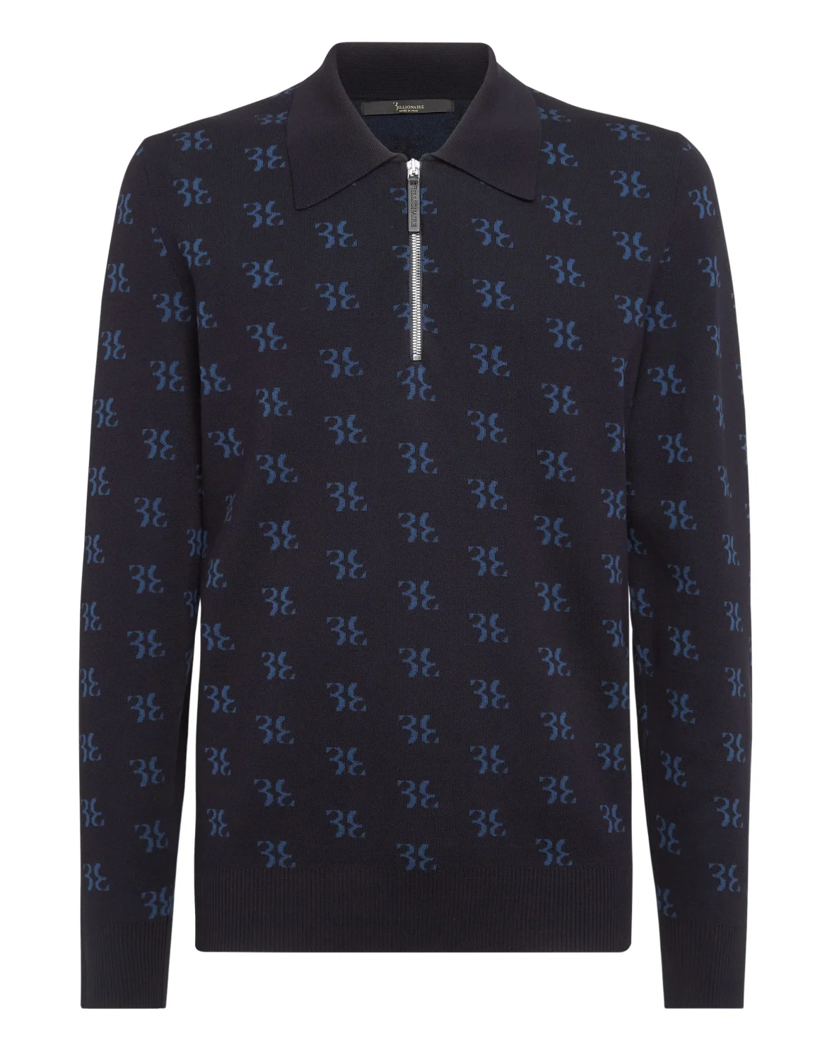 Pullover zip mock LS All over BB, цвет: Синий