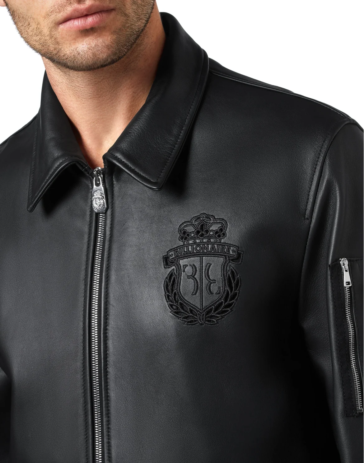 Leather Bomber Crest, цвет: Черный