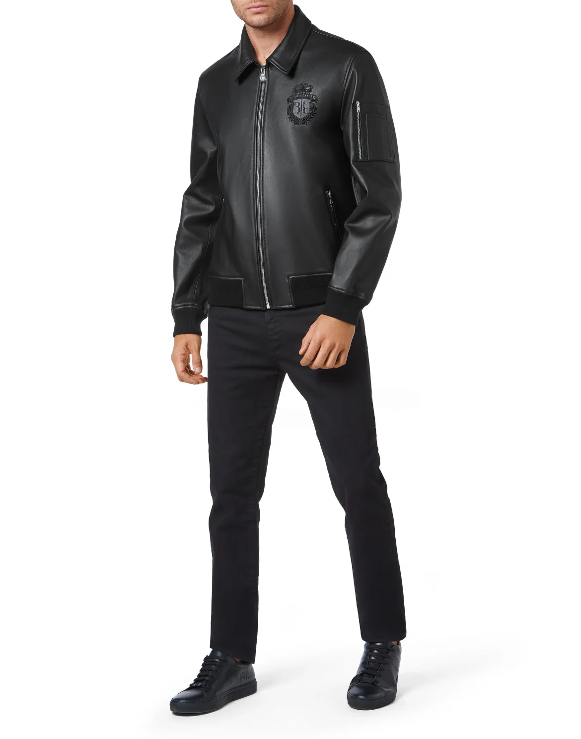 Leather Bomber Crest, цвет: Черный