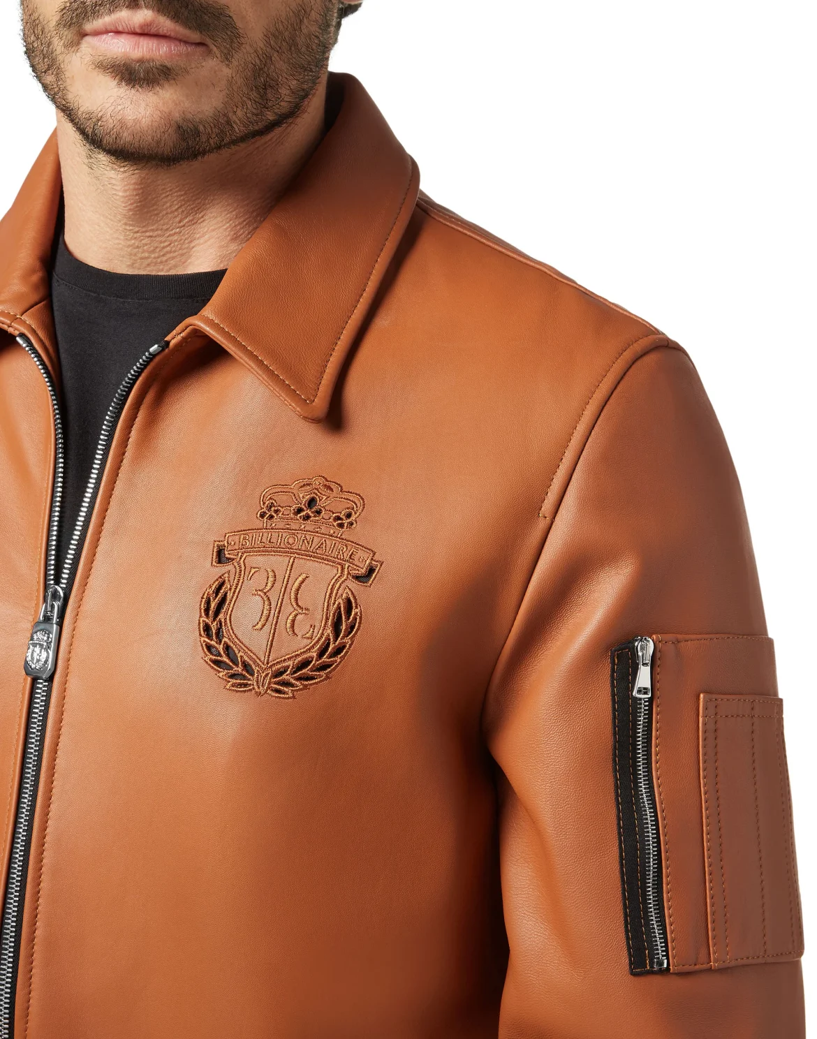 Leather Bomber Crest, цвет: Коричневый