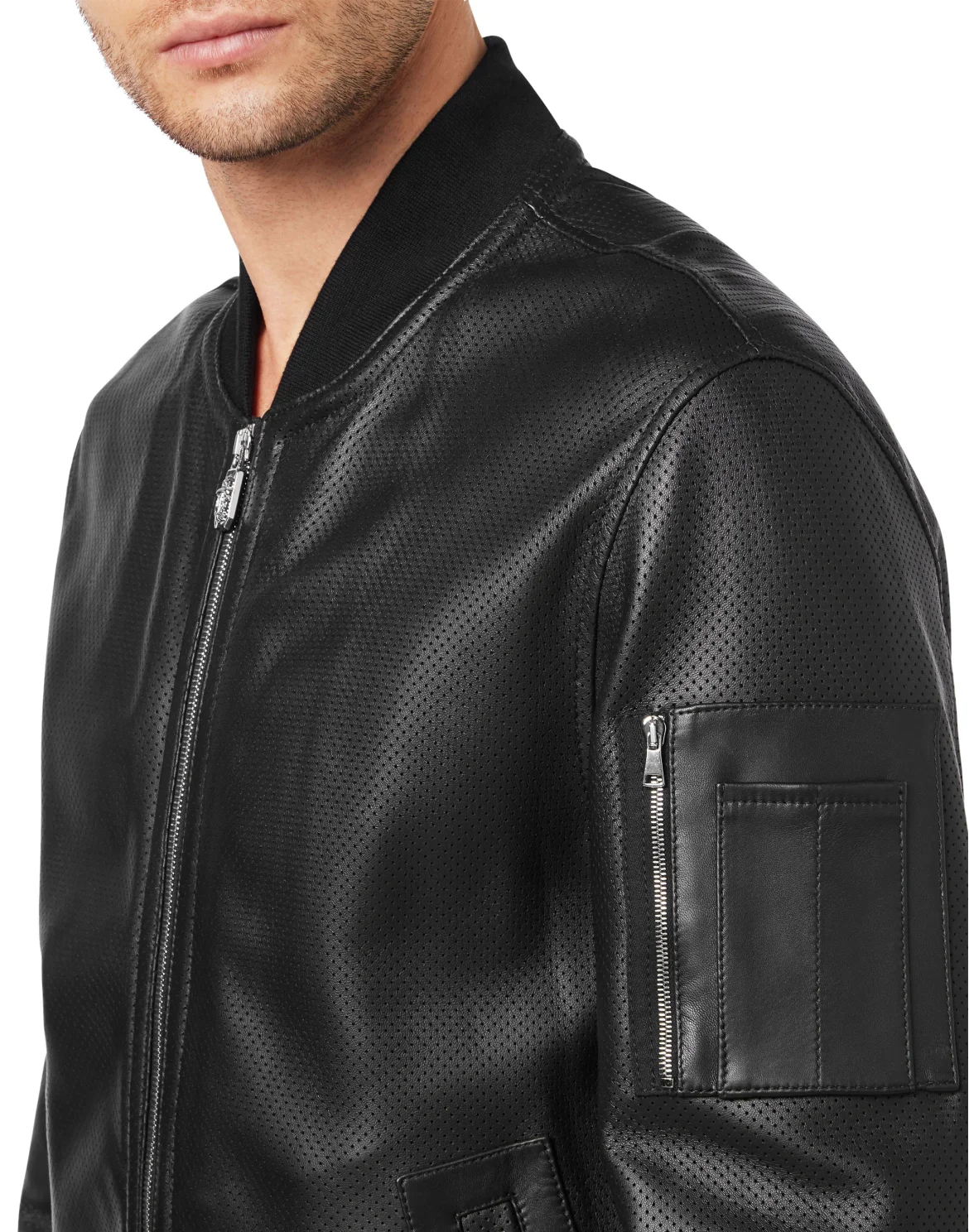 Leather Bomber Istitutional, цвет: Черный