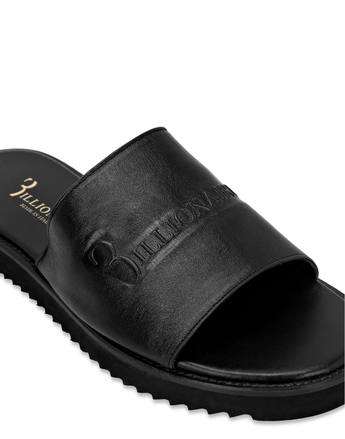 Leather Flat Gummy Sandals, цвет: Черный