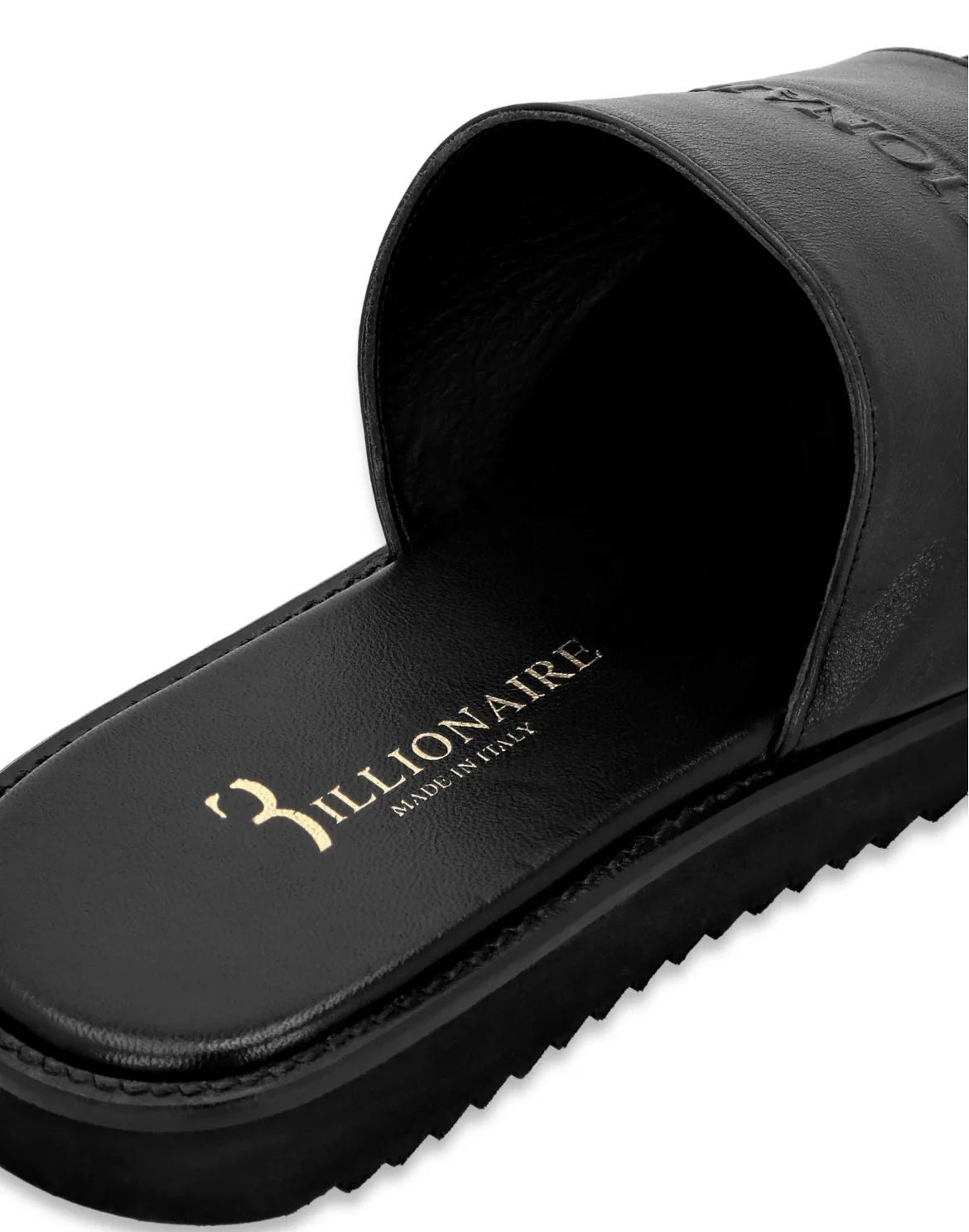 Leather Flat Gummy Sandals, цвет: Черный