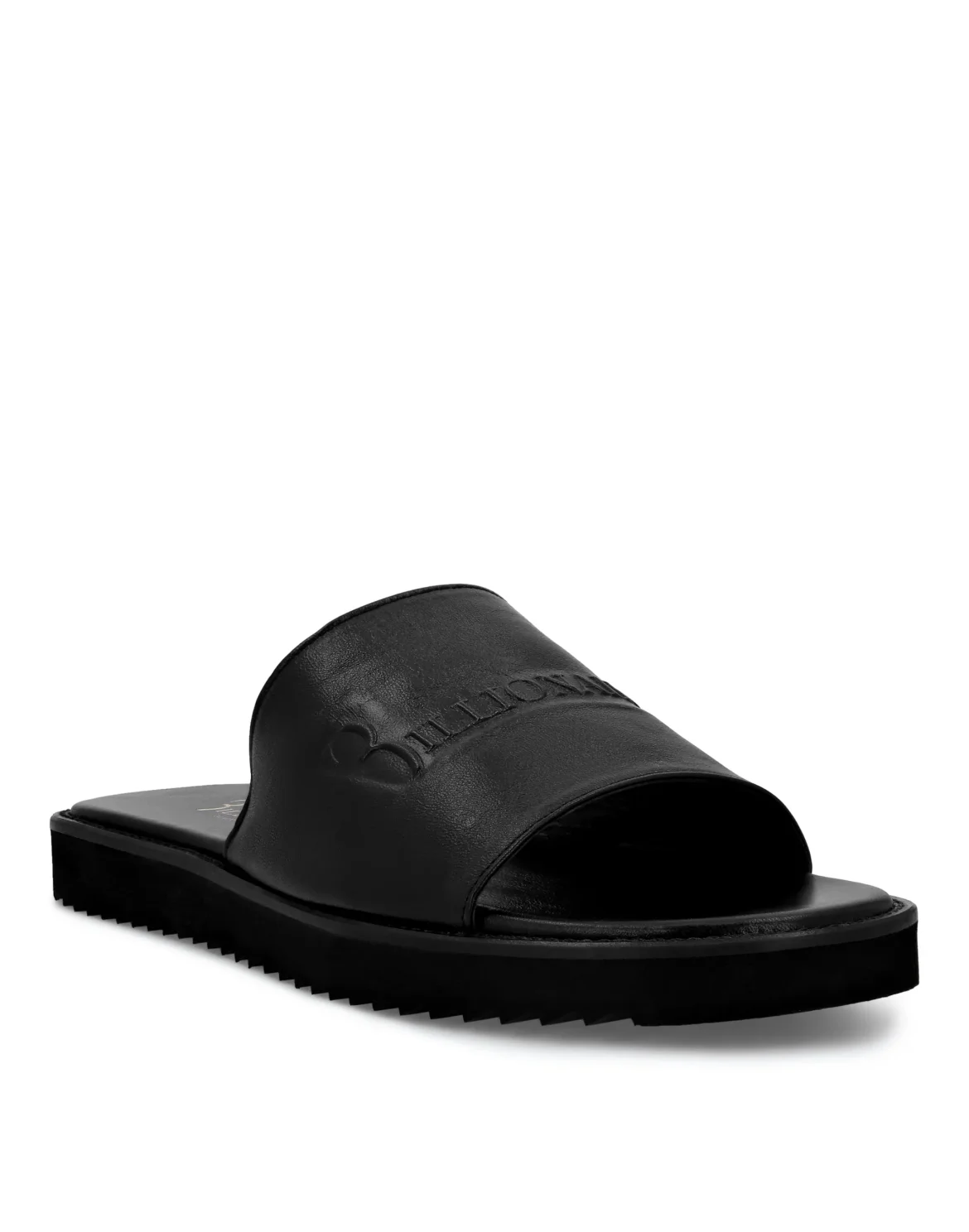 Leather Flat Gummy Sandals, цвет: Черный