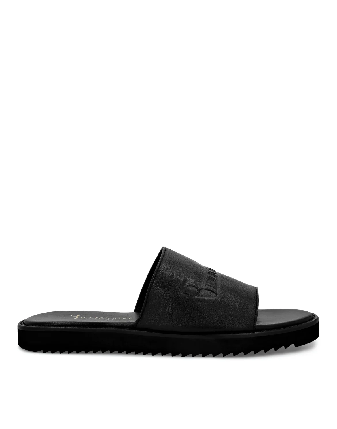 Leather Flat Gummy Sandals, цвет: Черный