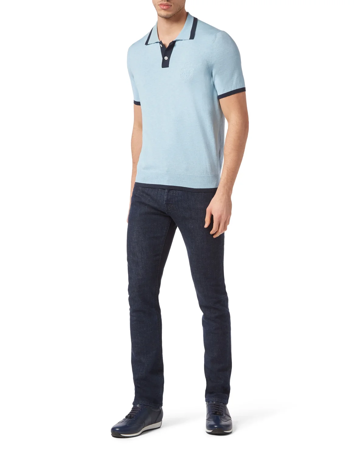 Silk/Cotton Polo SS, цвет: Синий