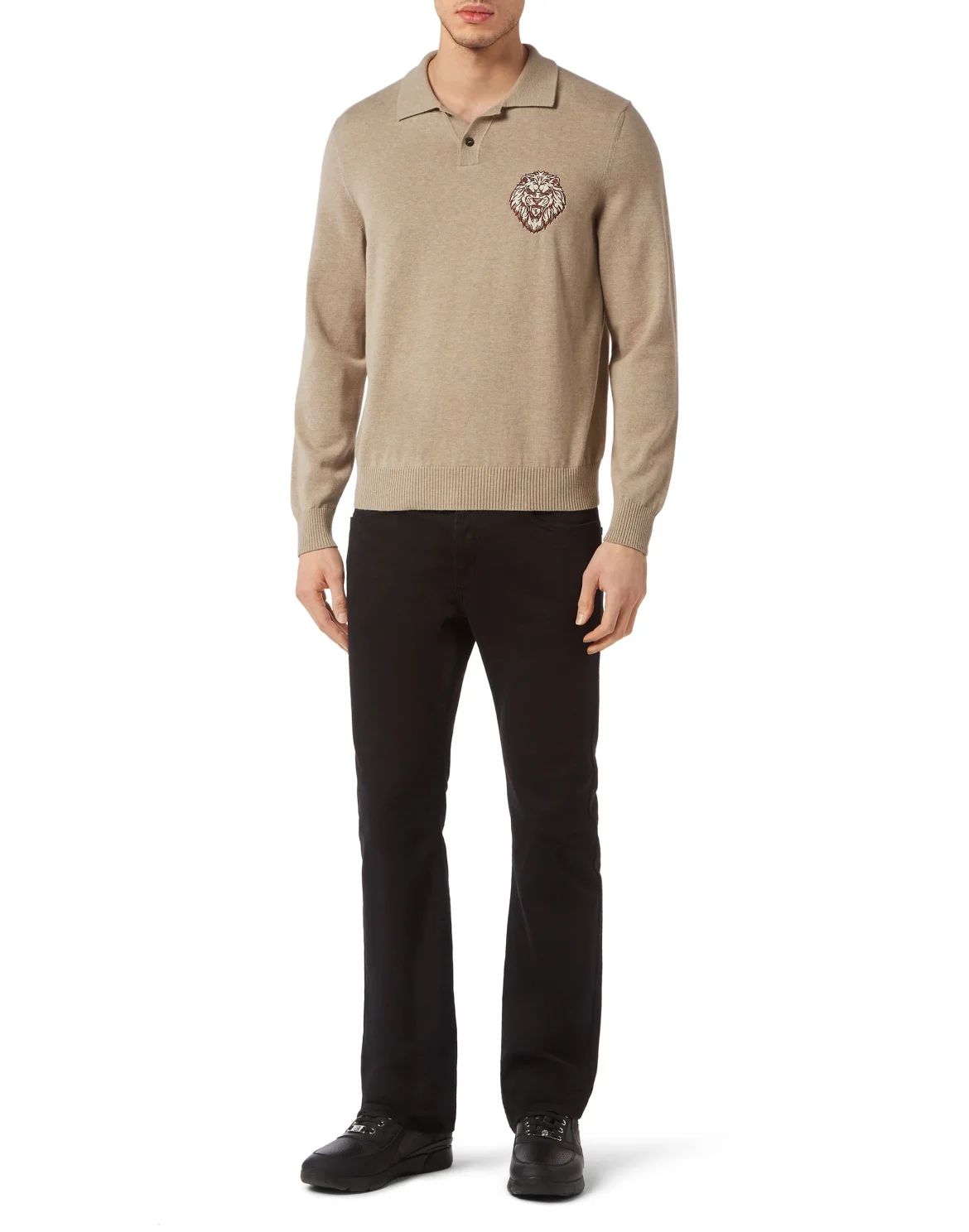 Wool/Cotton Pullover Polo-Neck LS, цвет: Бежевый