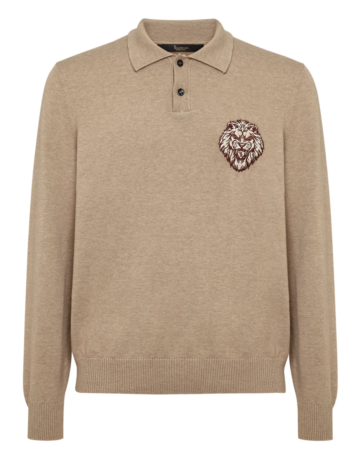 Wool/Cotton Pullover Polo-Neck LS, цвет: Бежевый