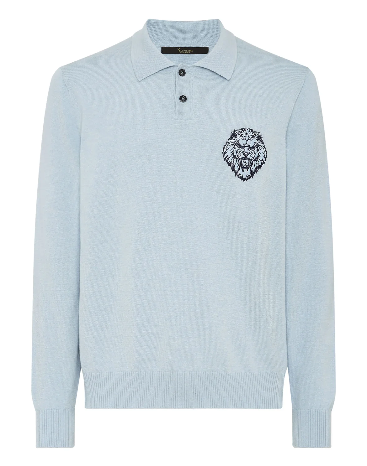 Wool/Cotton Pullover Polo-Neck LS, цвет: Синий