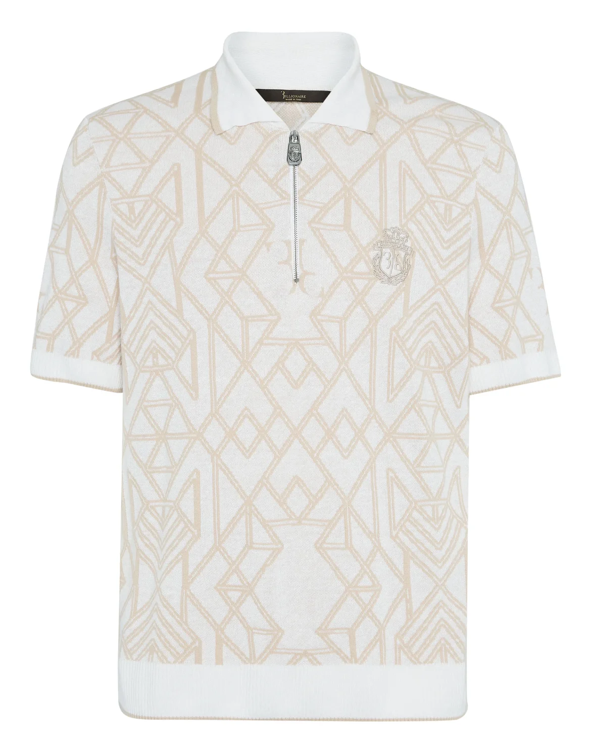 Cotton & Lino Zipped Polo Shirt SS, цвет: Белый