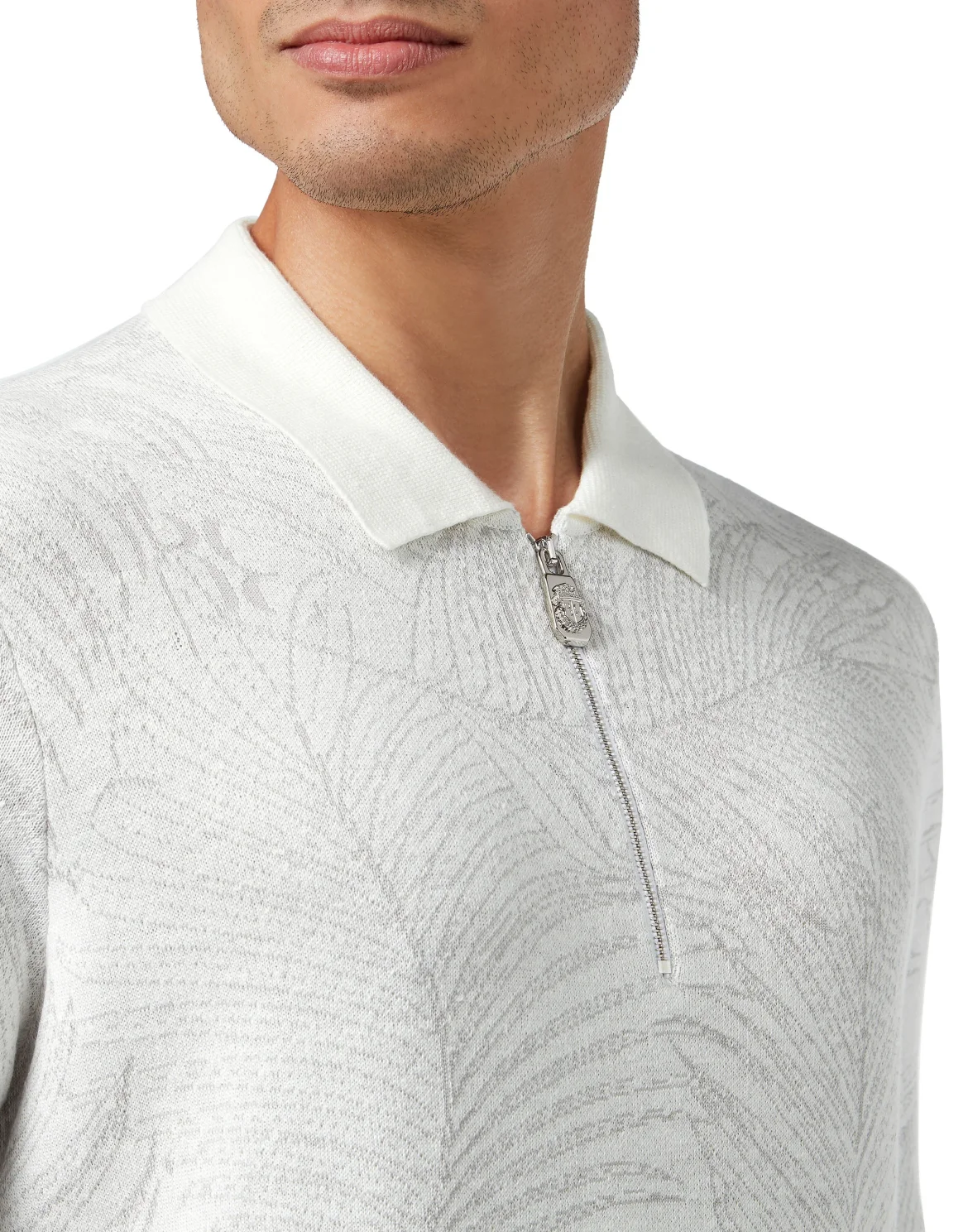 Silk & Lino Zipped Polo Shirt SS, цвет: Белый