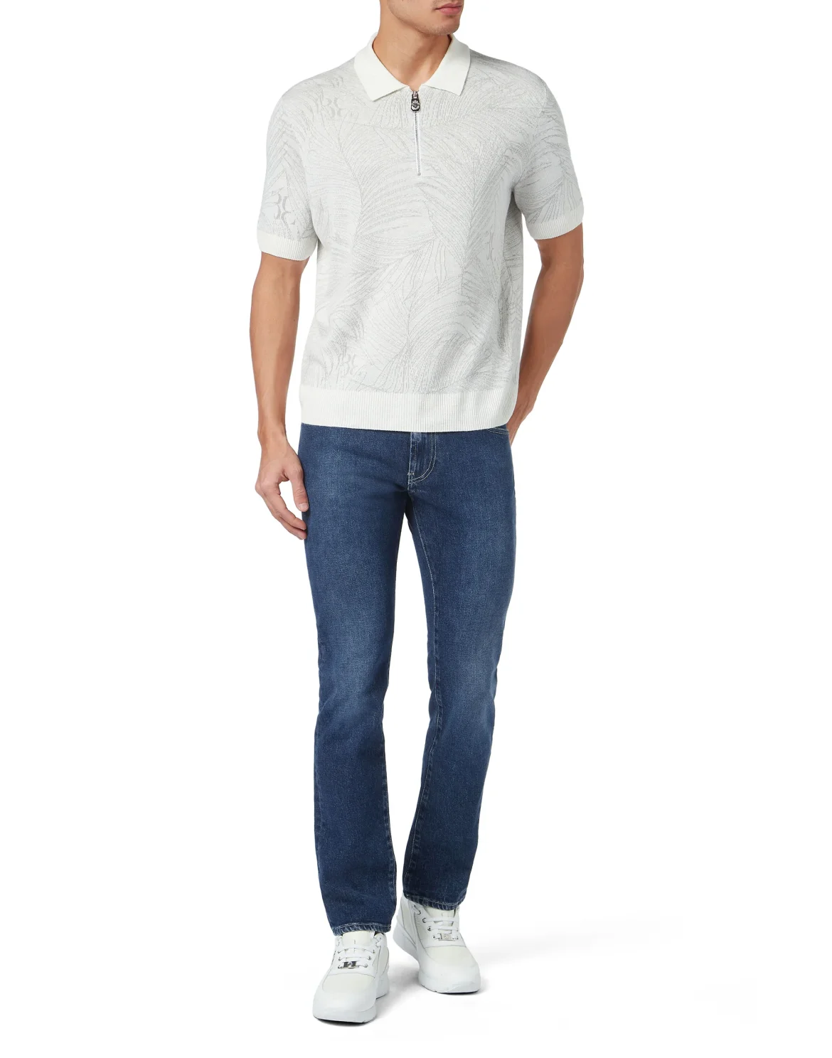 Silk & Lino Zipped Polo Shirt SS, цвет: Белый