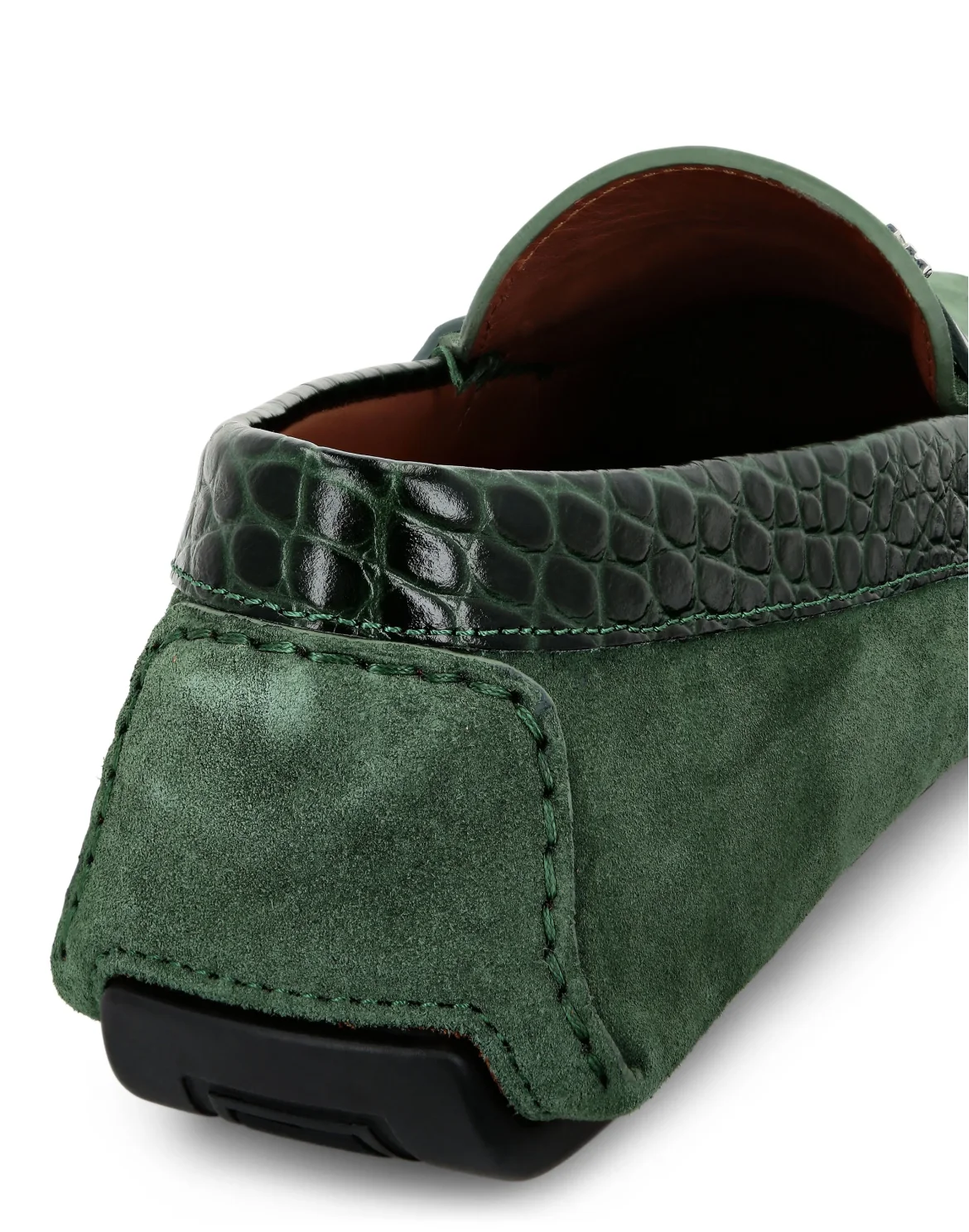 Suede Crocco Printed Moccasin, цвет: Зеленый