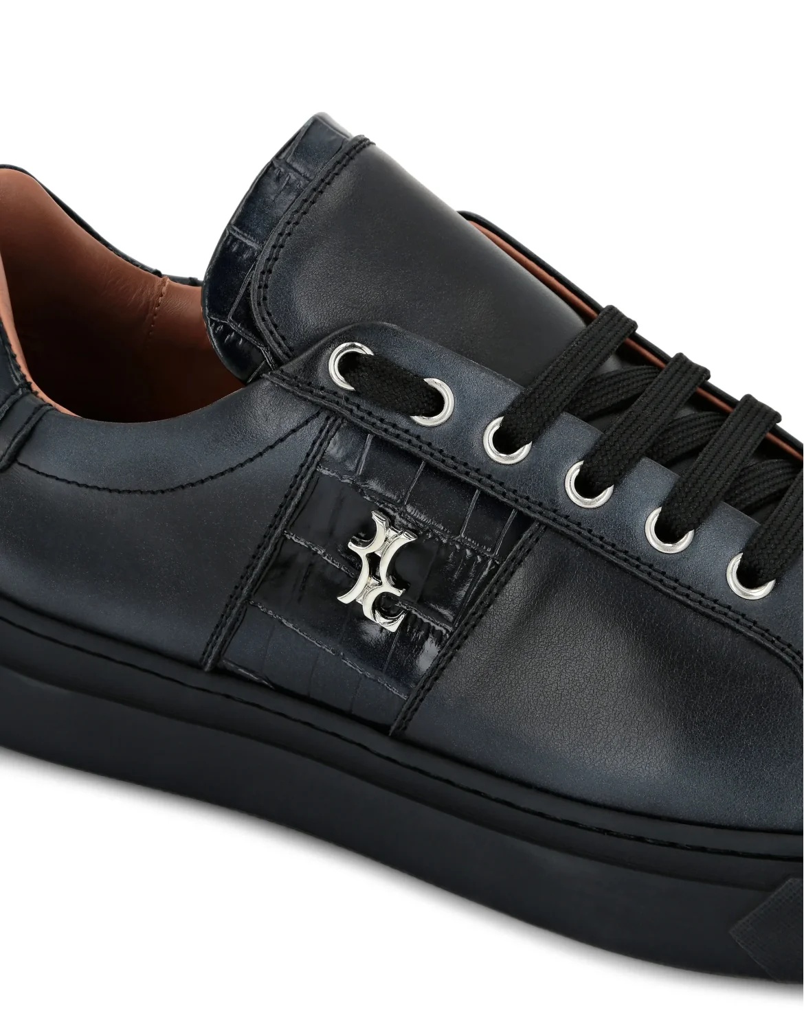 Crocco Printed Leather Lo-Top Sneakers, цвет: Черный