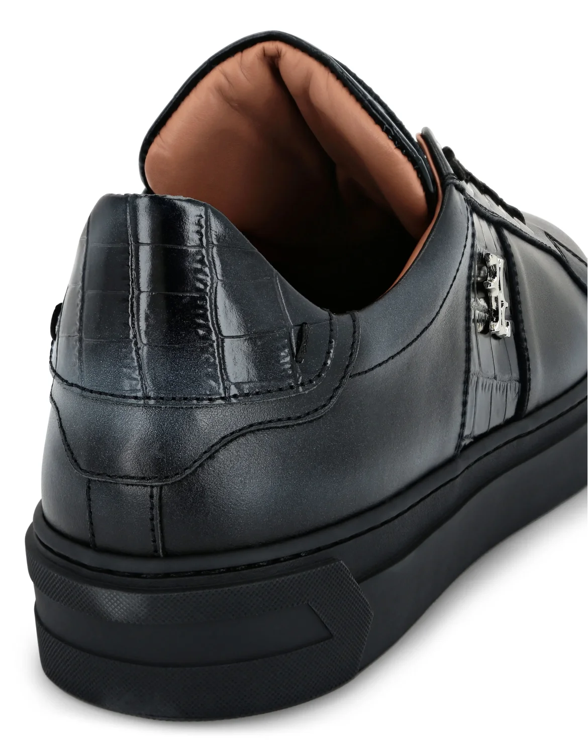 Crocco Printed Leather Lo-Top Sneakers, цвет: Черный