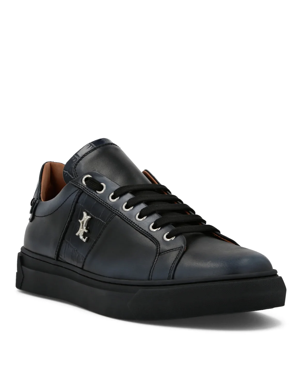 Crocco Printed Leather Lo-Top Sneakers, цвет: Черный