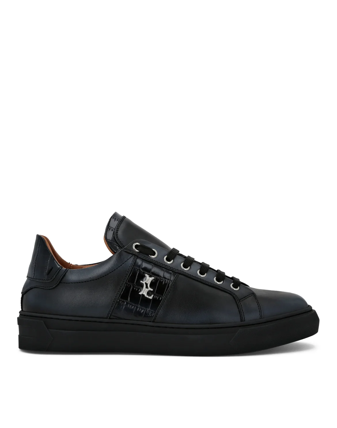 Crocco Printed Leather Lo-Top Sneakers, цвет: Черный