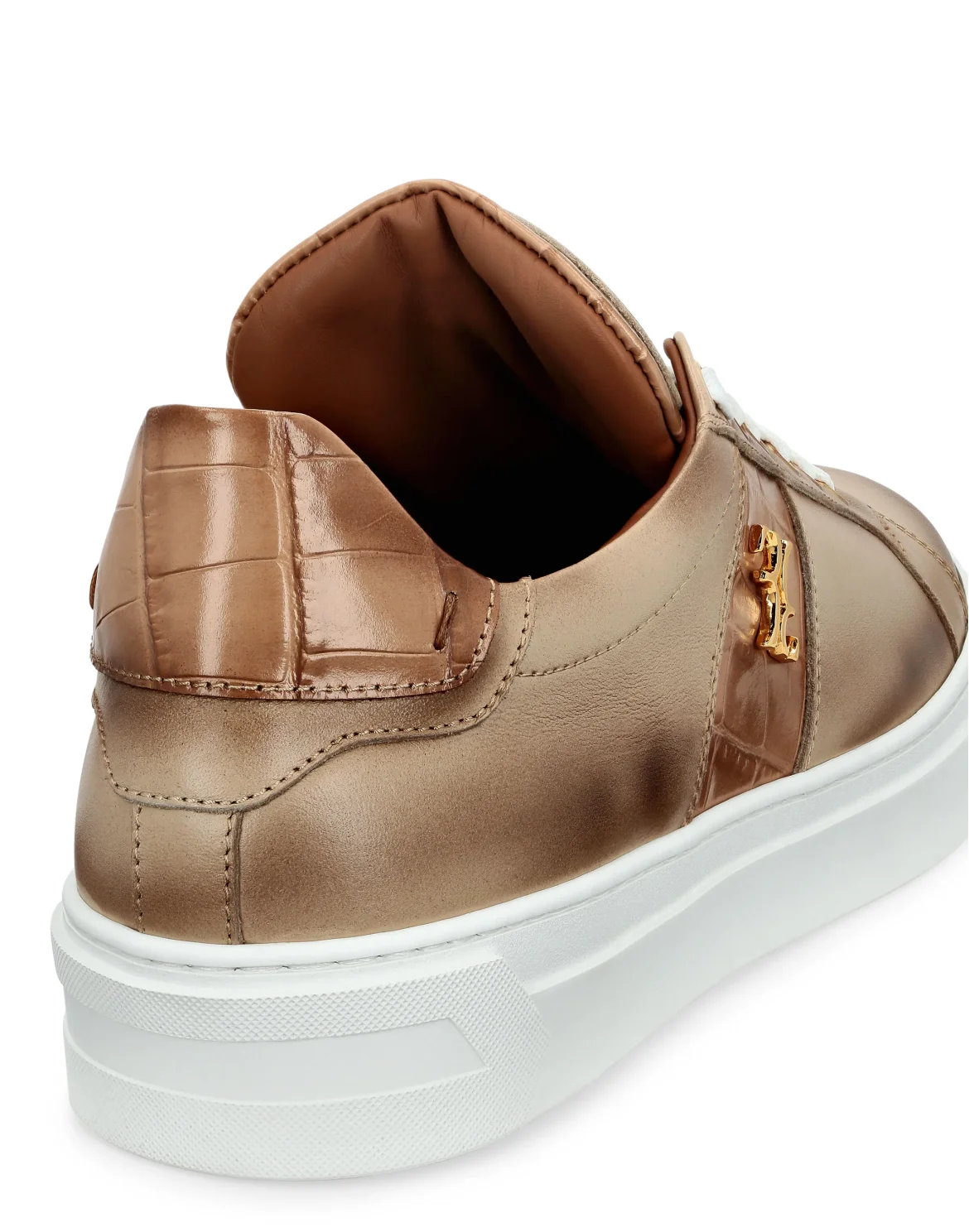 Crocco Printed Leather Lo-Top Sneakers, цвет: Бежевый