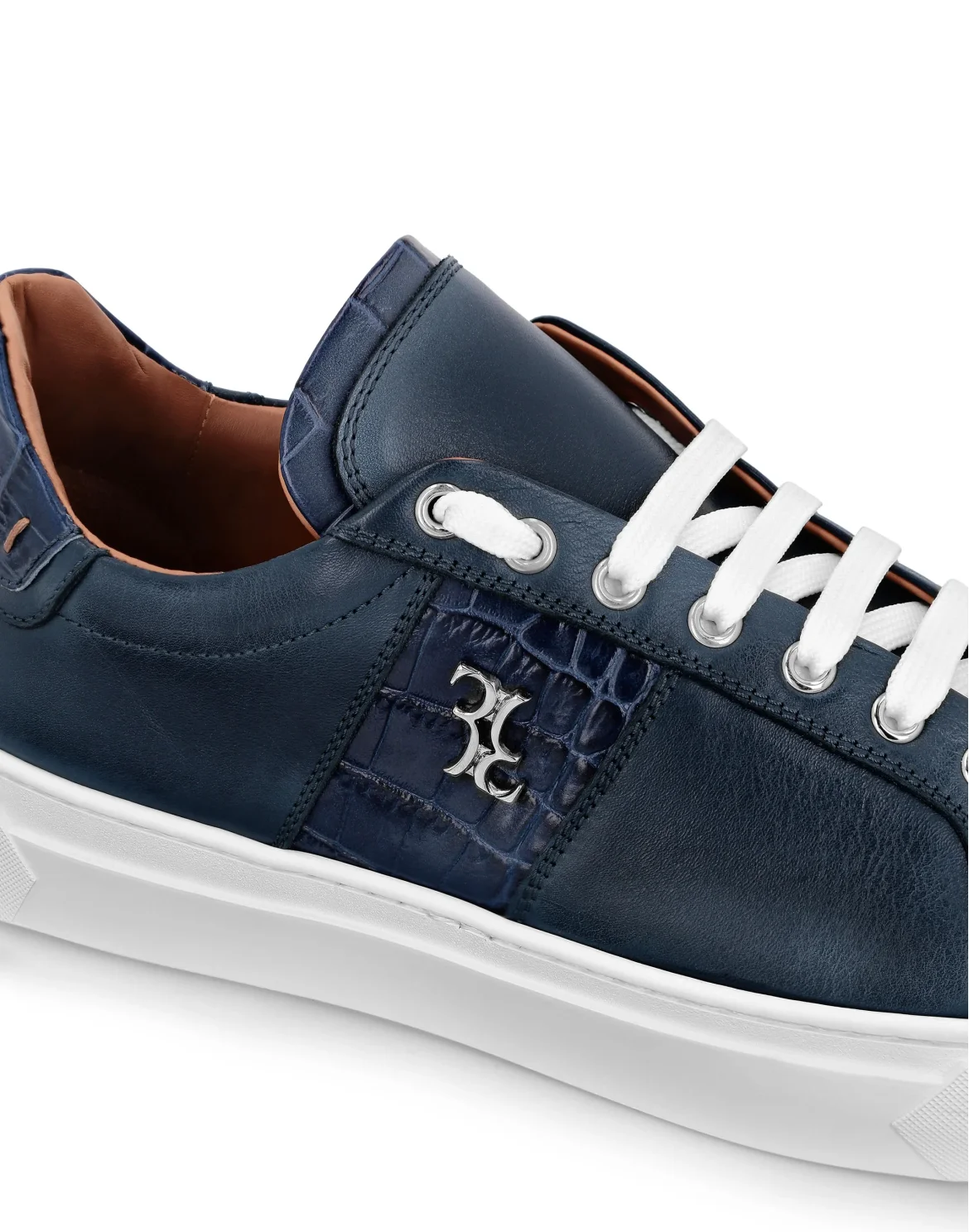 Crocco Printed Leather Lo-Top Sneakers, цвет: Синий