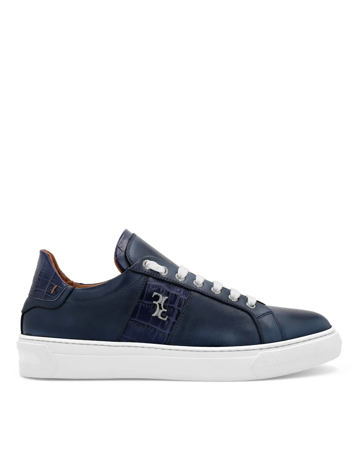 Crocco Printed Leather Lo-Top Sneakers, цвет: Синий