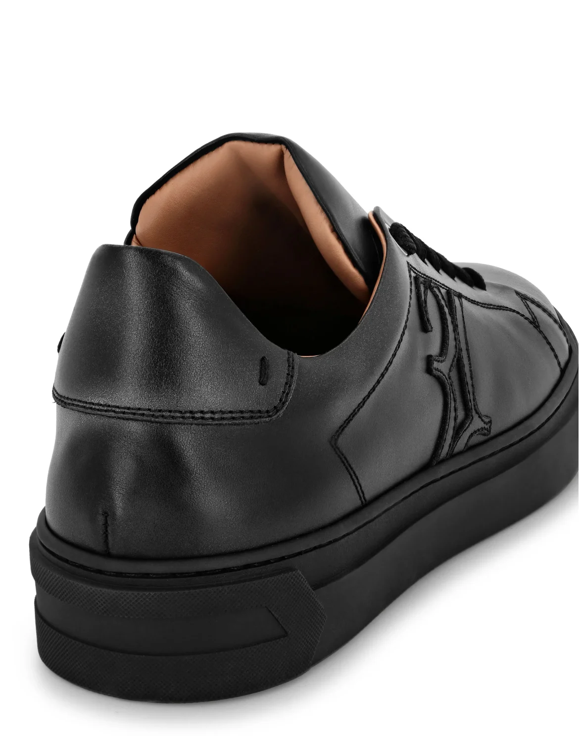 Leather Lo-Top Sneakers, цвет: Черный