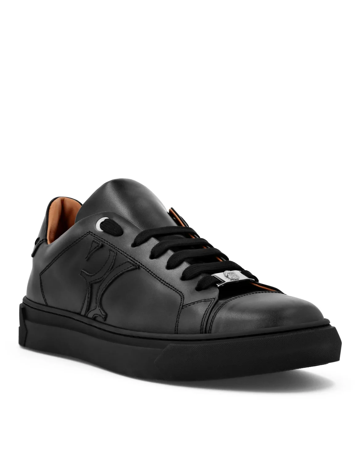 Leather Lo-Top Sneakers, цвет: Черный