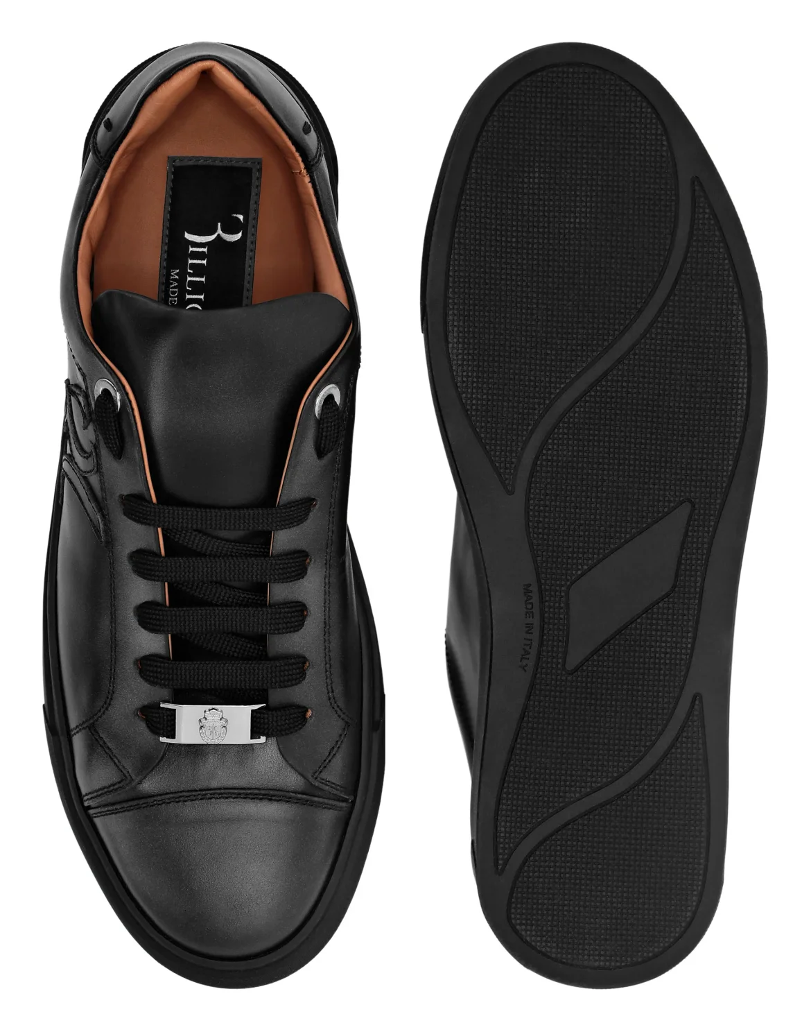 Leather Lo-Top Sneakers, цвет: Черный
