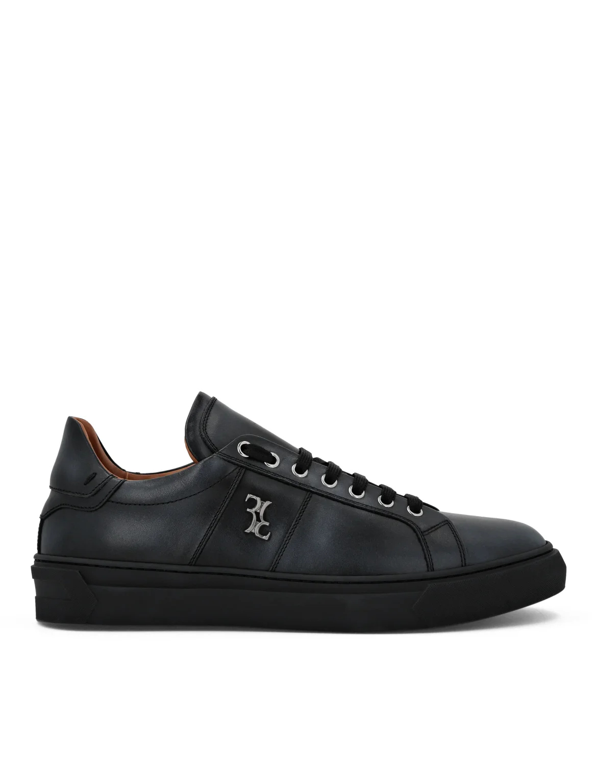 Leather Lo-Top Sneakers, цвет: Черный