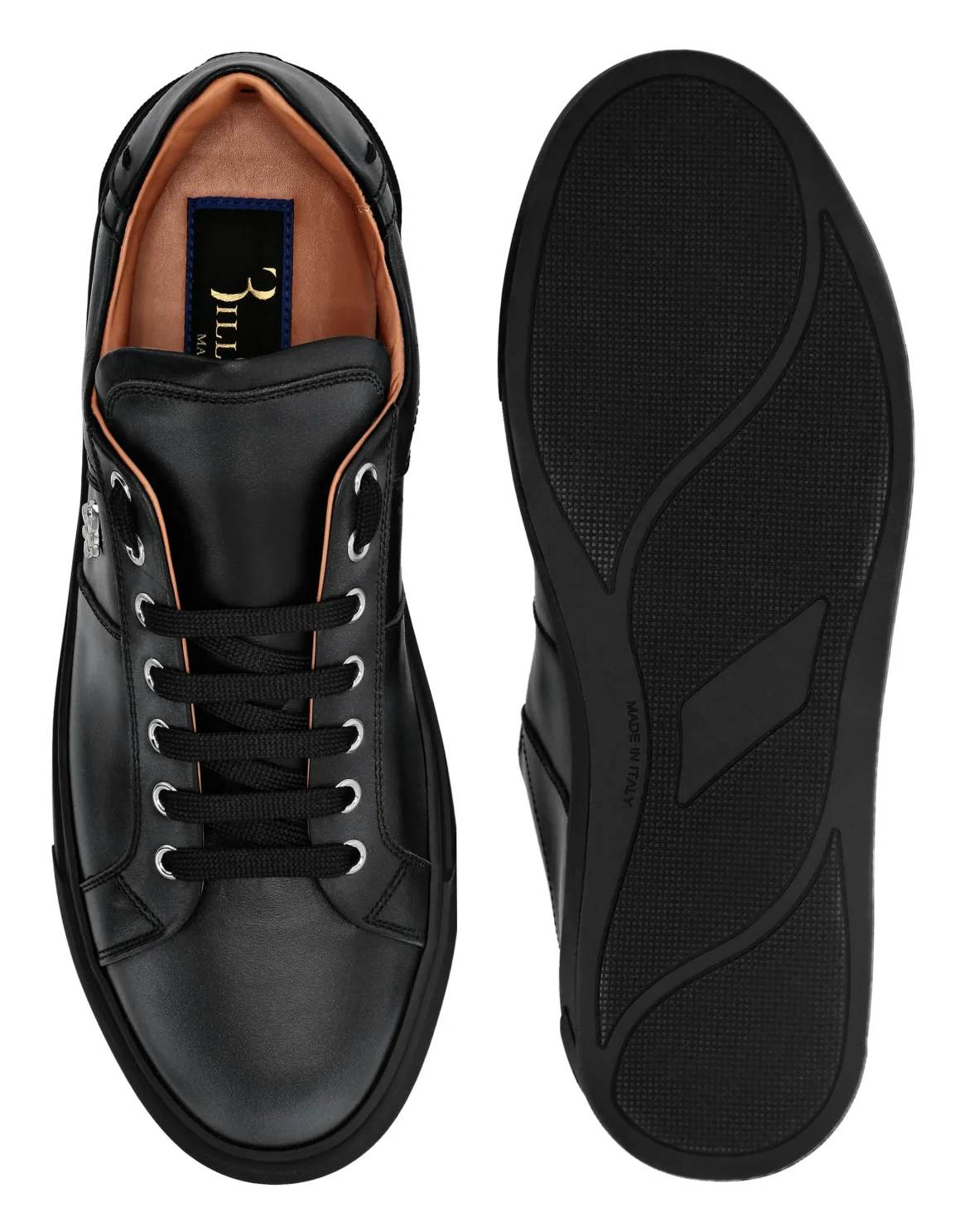 Leather Lo-Top Sneakers, цвет: Черный