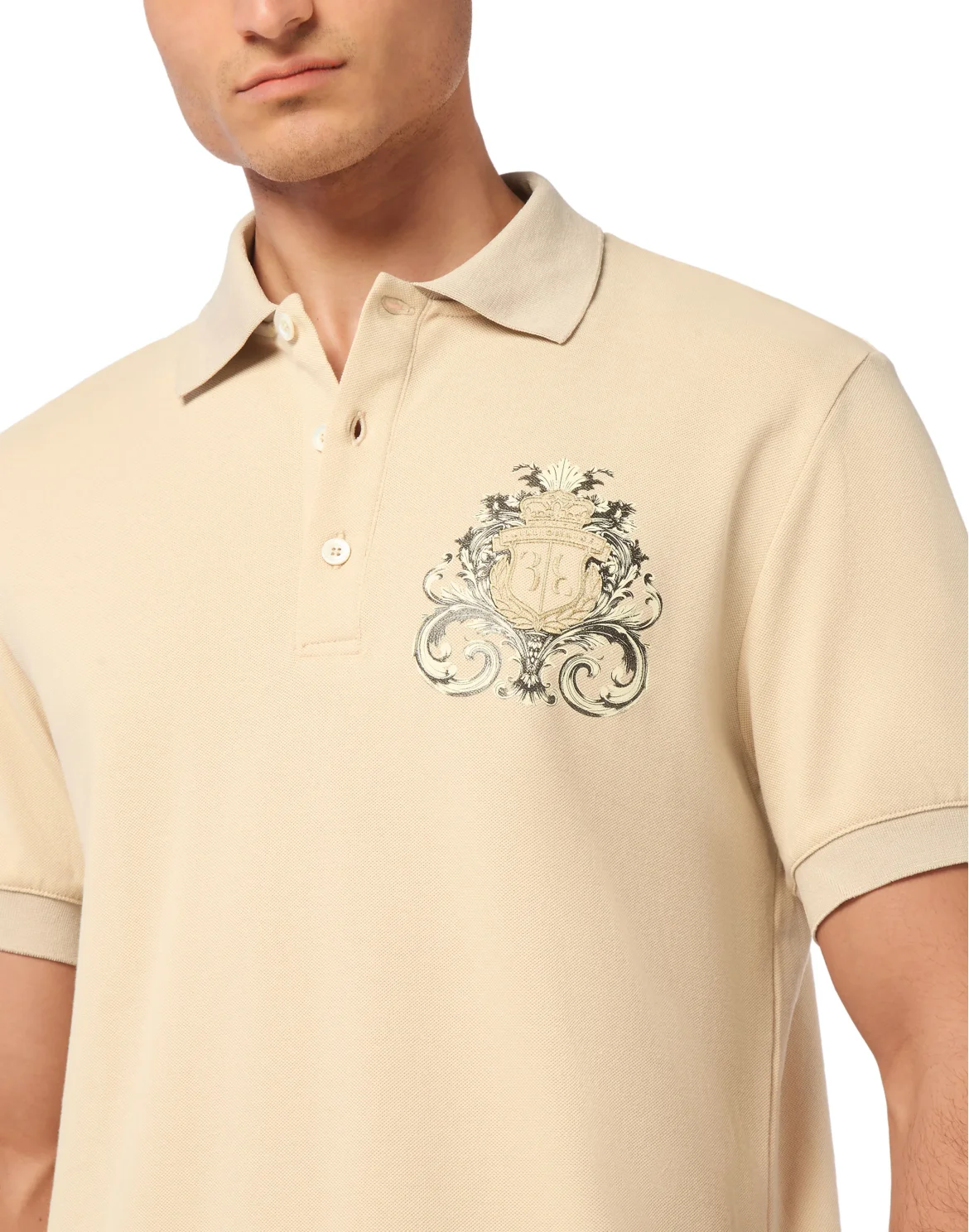 Polo Shirt SS Crest Baroque, цвет: Бежевый
