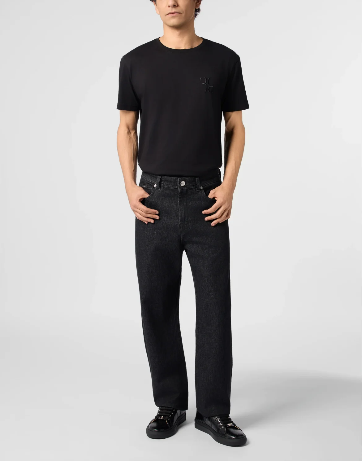 Straight Cut Jeans BB Monogram, цвет: Черный