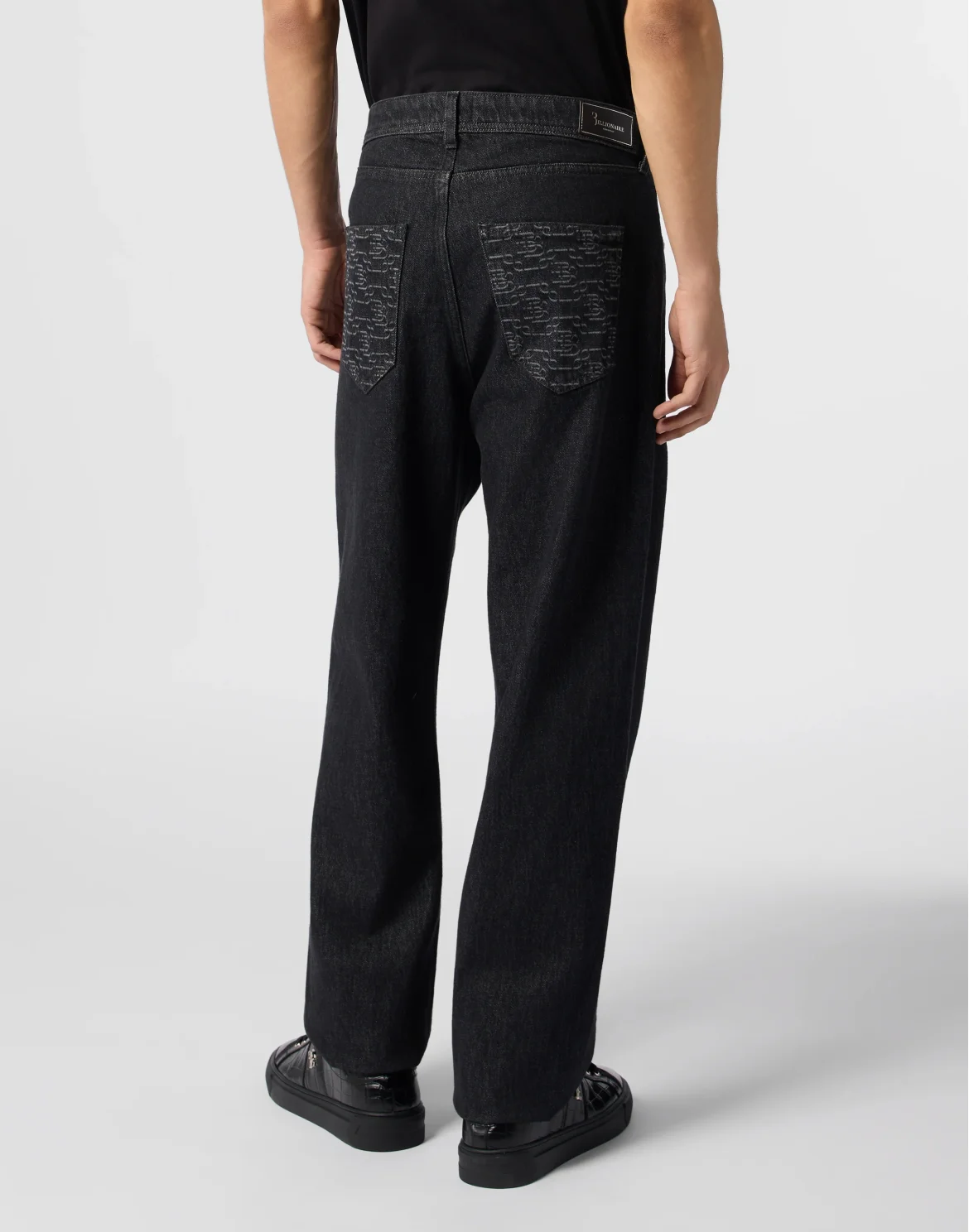 Straight Cut Jeans BB Monogram, цвет: Черный