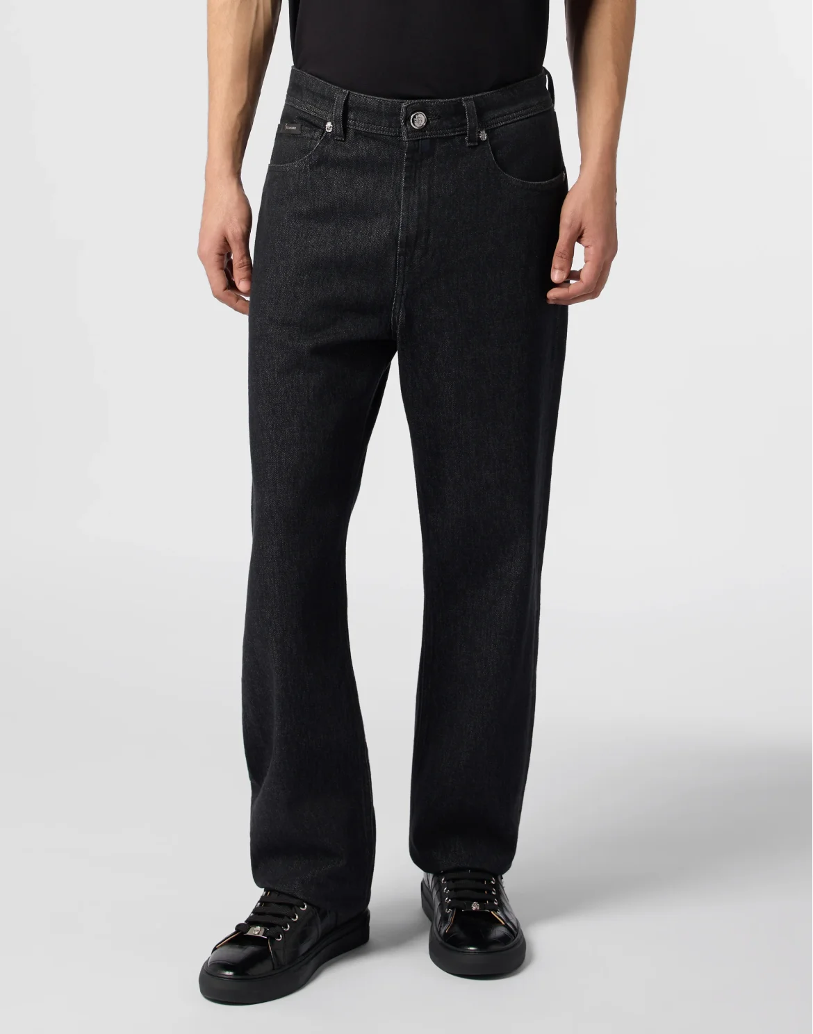 Straight Cut Jeans BB Monogram, цвет: Черный