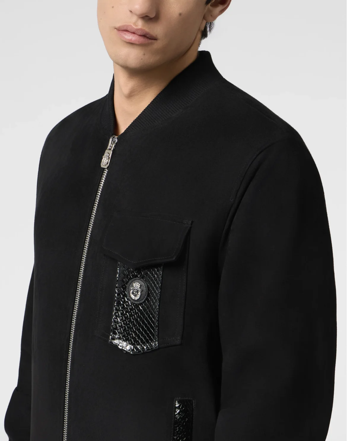 Light Suede Bomber Python Inserts, цвет: Черный