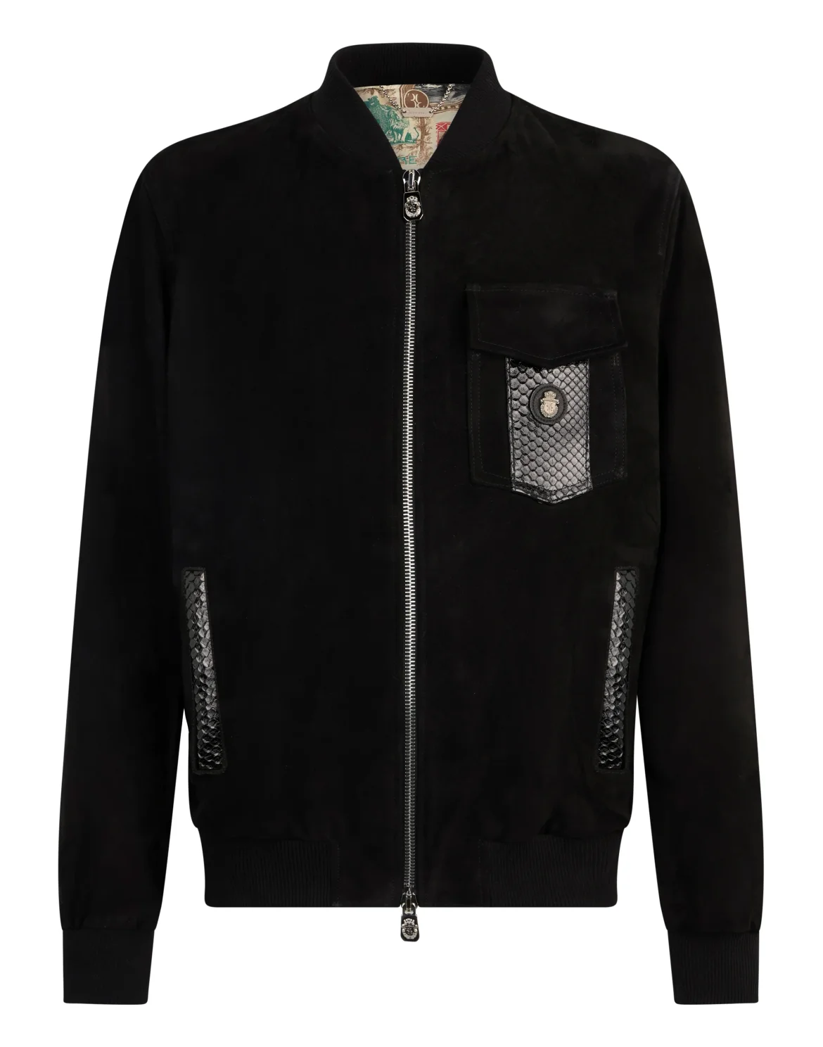 Light Suede Bomber Python Inserts, цвет: Черный